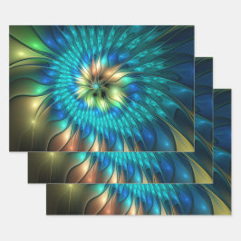 Feuille De Papier Cadeau Fleur d'Imaginaire lumineux, Fractale Abstraite co
