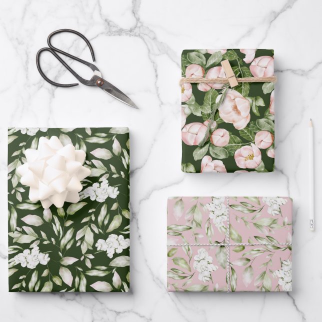 Feuille De Papier Cadeau Fleur d'orchidée Rose rose pastel (Recto)