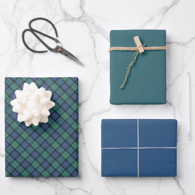 Feuille De Papier Cadeau Fleur écossaise Tartan (Recto)