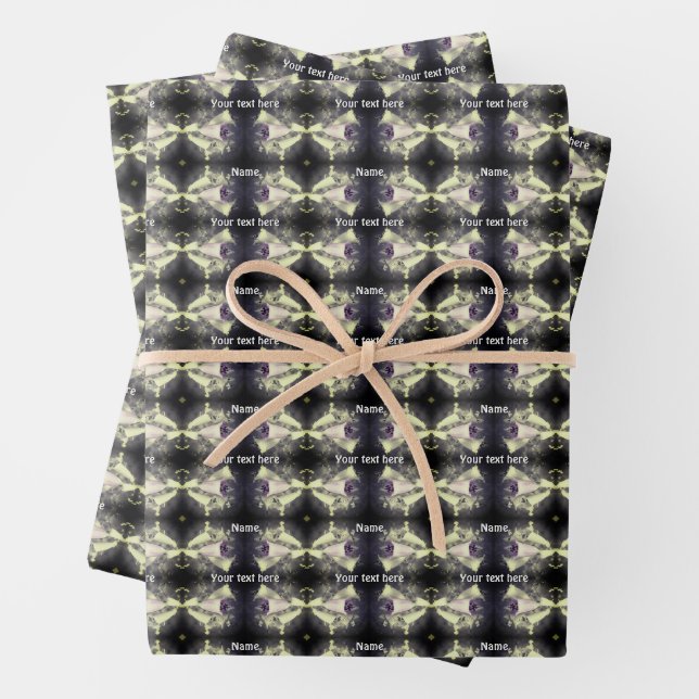 Feuille De Papier Cadeau Fleur Foxglove Rose Noir Et Blanc Personnalisé (En situation)