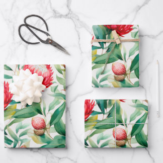Feuille De Papier Cadeau Fleur Protea autochtone australienne