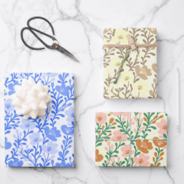 Feuille De Papier Cadeau Fleur sauvage Blooms Simple Colorée Variété Pack