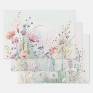 Feuille De Papier Cadeau Fleur sauvage Boho Watercolor Fête des mariées Ann