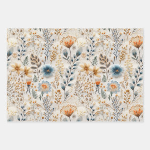 Feuille De Papier Cadeau Fleur sauvage vintage