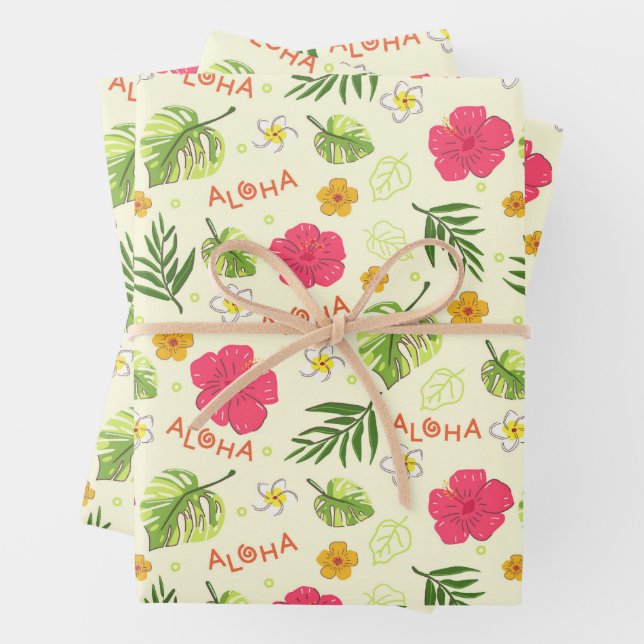 Feuille De Papier Cadeau Fleur tropicale hawaïenne  (En situation)