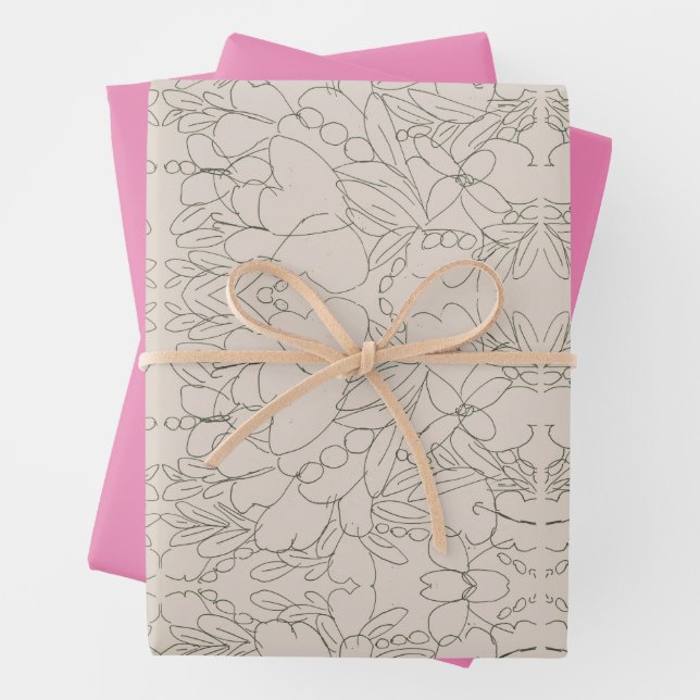 Feuille De Papier Cadeau Fleurs abondantes   (En situation)