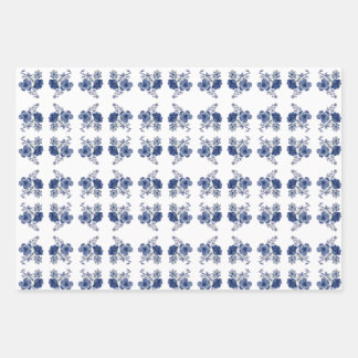 Feuille De Papier Cadeau Fleurs bleues