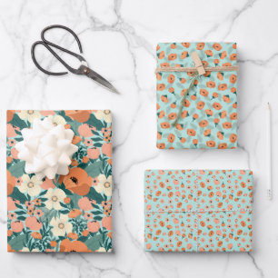 Feuille De Papier Cadeau Fleurs Colorées