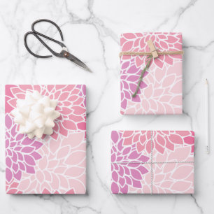 Feuille De Papier Cadeau Fleurs Dahlia, Motif De Fleurs, Dahlia Rose