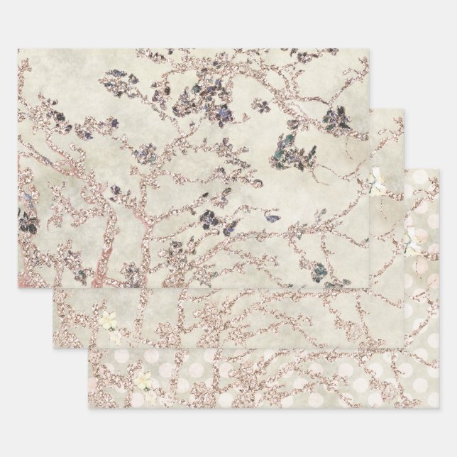 Feuille De Papier Cadeau Fleurs d'amandes de Glam Lavender  (Lot)