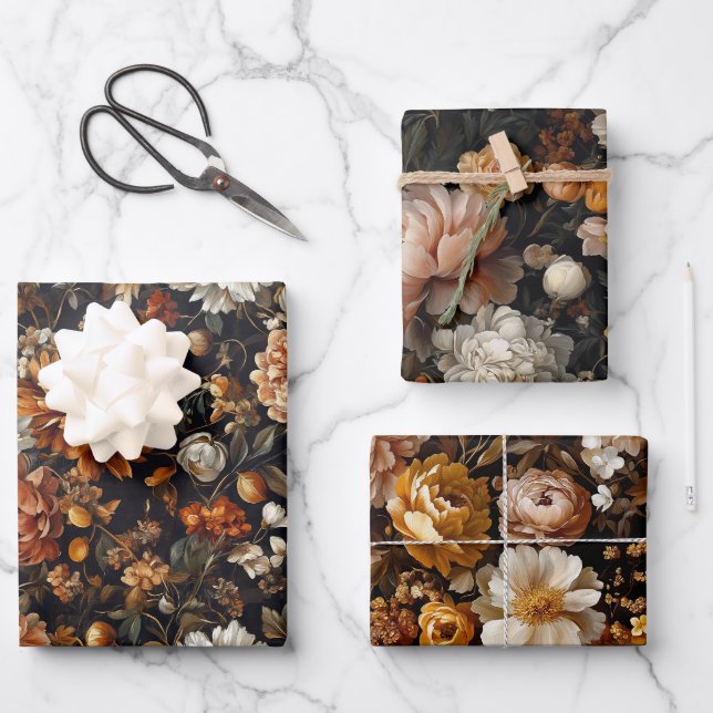 Feuille De Papier Cadeau Fleurs d'automne élégantes Botaniques d'automne (Recto)