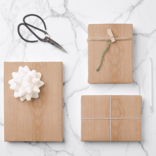 Feuille De Papier Cadeau Fleurs de bois brun clair (Recto)