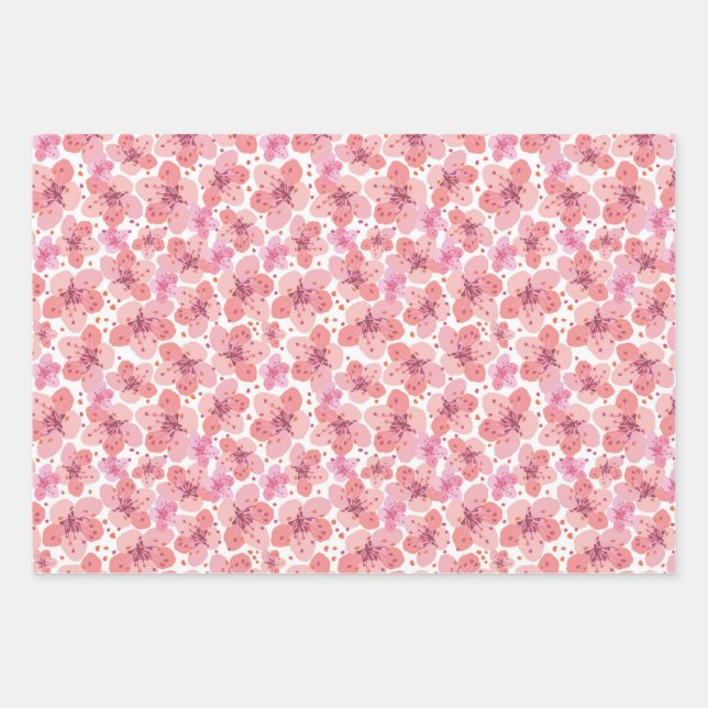 Feuille De Papier Cadeau fleurs de cerisiers (Devant)