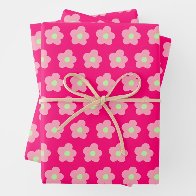 Feuille De Papier Cadeau Fleurs de cerisiers en rose (En situation)