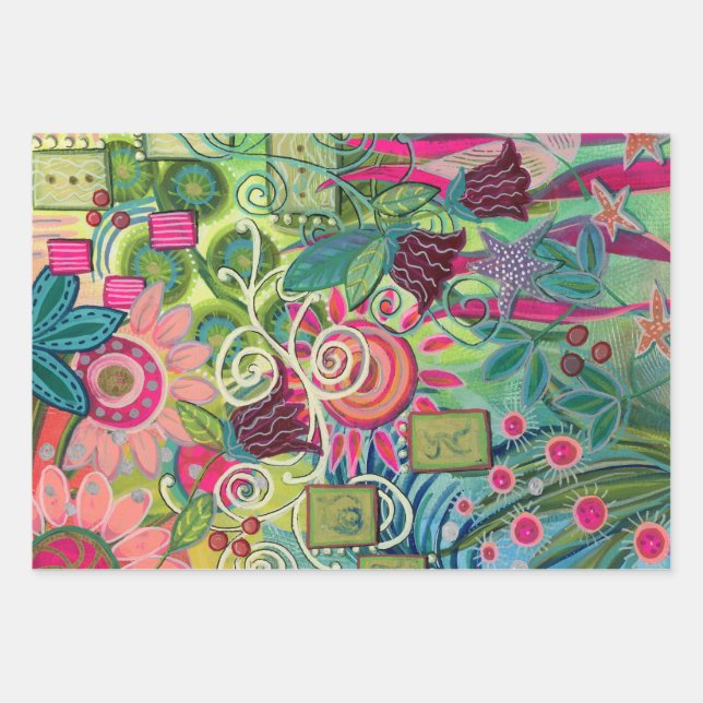 Feuille De Papier Cadeau Fleurs de dessert (Devant 3)