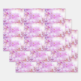 Feuille De Papier Cadeau Fleurs de fleurs de cerisier rose Motif photo