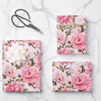 Feuille De Papier Cadeau Fleurs de fleurs rose pâle
