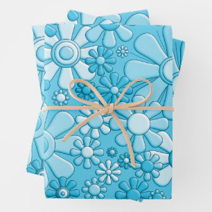 Feuille De Papier Cadeau Fleurs de Jardin Rétro 60s les années 70 motif Flo