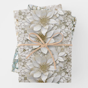 Feuille De Papier Cadeau Fleurs de lotus blanches  