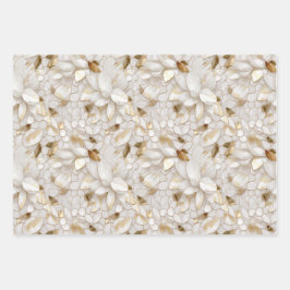 Feuille De Papier Cadeau Fleurs de Lotus Or Blanc