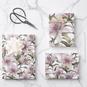 Feuille De Papier Cadeau Fleurs de lys. Modèle floral