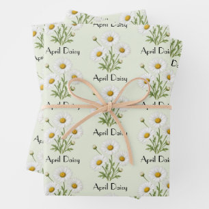 Feuille De Papier Cadeau Fleurs de Pâquerette d'Avril