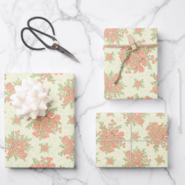 Feuille De Papier Cadeau Fleurs de printemps oranges de Pêche Florale