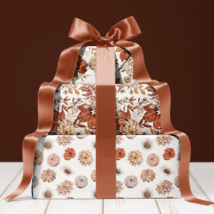 Feuille De Papier Cadeau Fleurs de terre cuite rustiques et composition flo