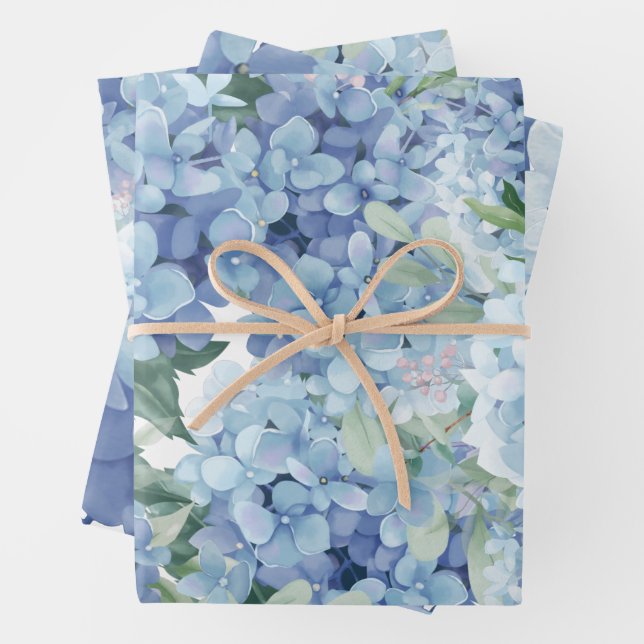 Feuille De Papier Cadeau fleurs d'Hydrangea (En situation)