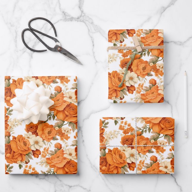 Feuille De Papier Cadeau Fleurs d'oranger bohème (Recto)