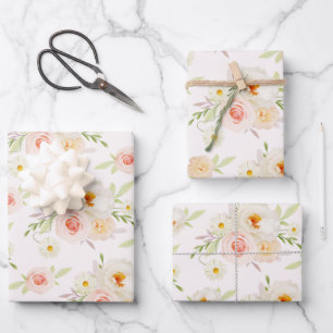 Feuille De Papier Cadeau Fleurs du Jardin Rougeaud