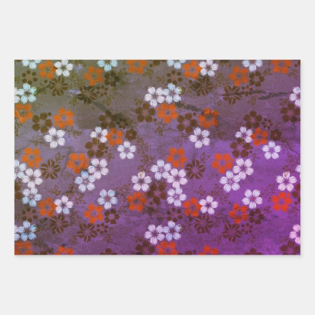 Feuille De Papier Cadeau Fleurs du soir (Devant)