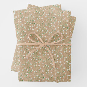Feuille De Papier Cadeau Fleurs du souffle du bébé Boho Chic Baptism Mariag
