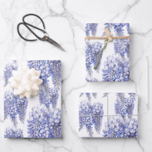 Feuille De Papier Cadeau Fleurs Élégantes de glycine violette