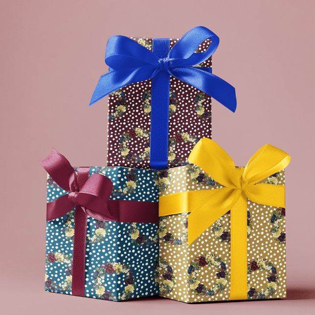 Feuille De Papier Cadeau Fleurs florales hiver de la couronne (Créateur téléchargé)