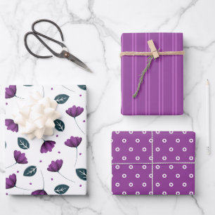 Feuille De Papier Cadeau Fleurs florales Lavande violette Lilac