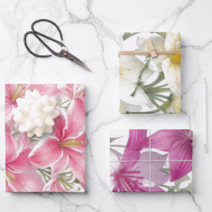 Feuille De Papier Cadeau Fleurs Lily Orientale