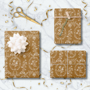 Feuille De Papier Cadeau Fleurs Rococo Vintage Motif Floral