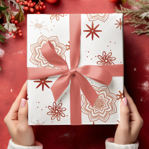 Feuille De Papier Cadeau Fleurs rouges et début