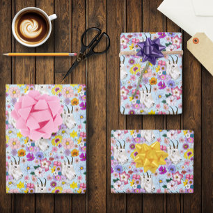 Feuille De Papier Cadeau Fleurs sauvages chèvre de montagne blanche nature