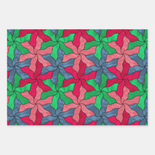 Feuille De Papier Cadeau Fleurs Tessellées De Verre Tiré