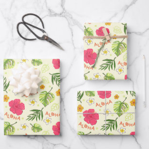 Feuille De Papier Cadeau Fleurs tropicales hawaïennes 
