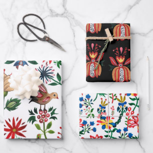 Feuille De Papier Cadeau Fleurs ukrainiennes décoratives