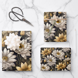 Feuille De Papier Cadeau fleurs vintages