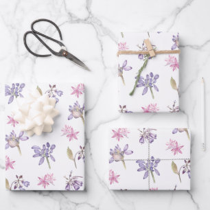Feuille De Papier Cadeau Fleurs Violet mignonnes Bébé Fille Douche Cadeaux 