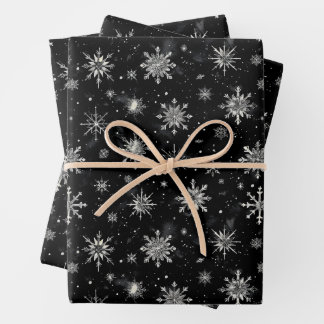 Feuille De Papier Cadeau Flocon de neige gothique éffrayant de noël
