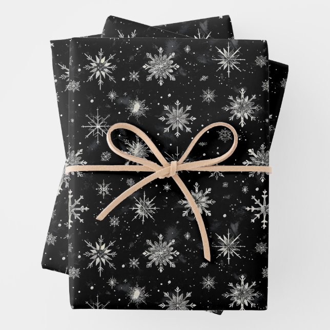 Feuille De Papier Cadeau Flocon de neige gothique éffrayant de noël (En situation)