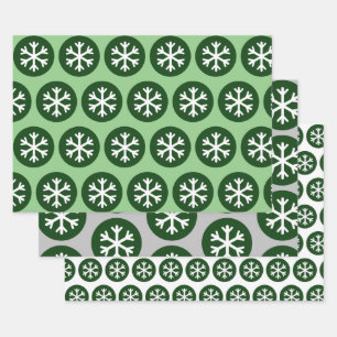 Feuille De Papier Cadeau Flocon de neige vert de l'art graphique moderne
