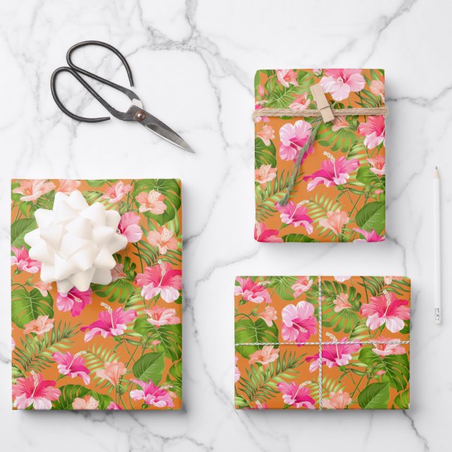 Feuille De Papier Cadeau Floral brillant (Recto)