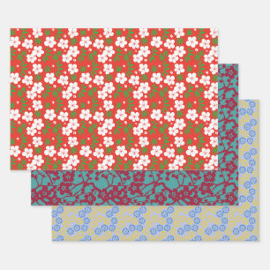 Feuille De Papier Cadeau Floral d'inspiration japonaise